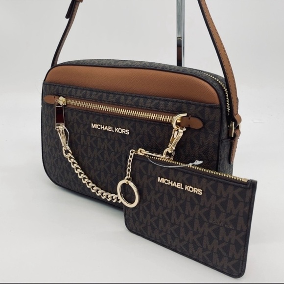 Michael Kors Large EW Zip Chain Xbody Bag & Coinpouch w ID Brown - Picture 3 of 11